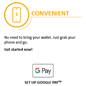 Convenient - No need to bring your wallet. Just grab your phone and go. Get started now!