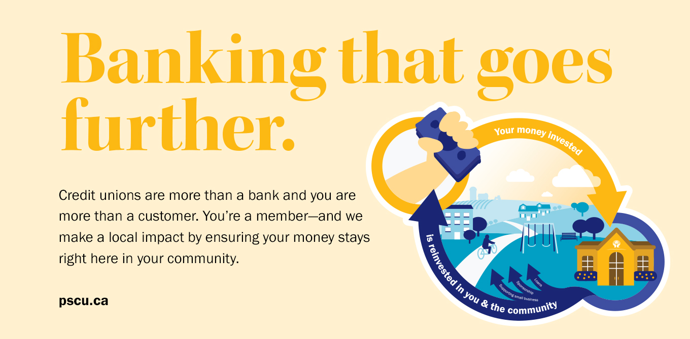 Banking that goes further. Credit unions are more than a bank and you are more than a customer. You're a member - and we make a local impact by ensuring your money stays right here in your community.