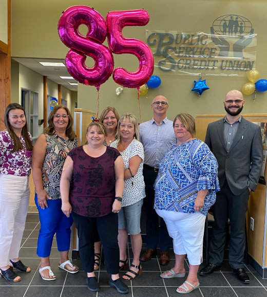 Staff of PSCU celebrating 85 years of empowering its members with wise financial choices throughout Newfoundland & Labrador!