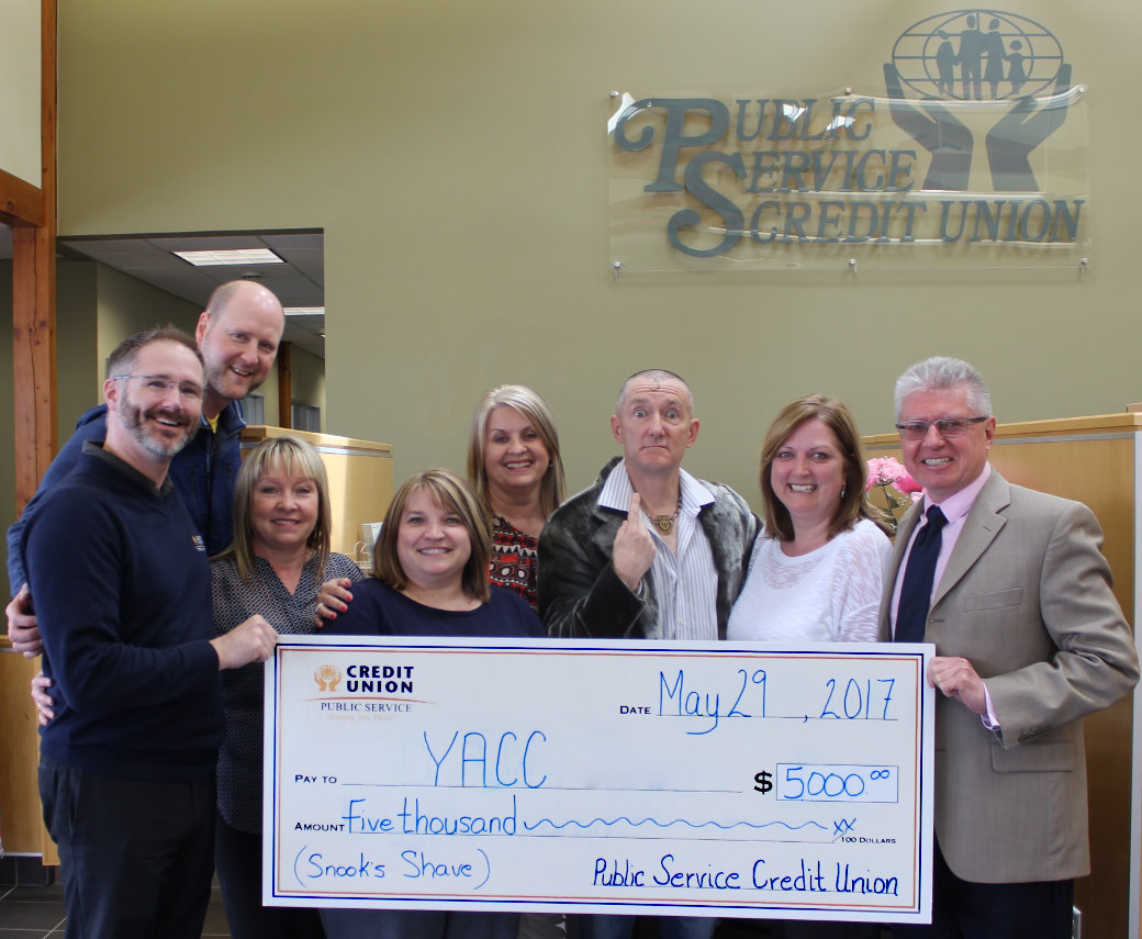 Public Service Credit Union contributes $5,000 towards Snook’s Shave for the Brave!